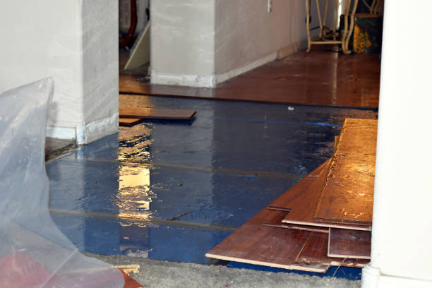 Professional Flood Damage Restoration technician working in Bangor, WI